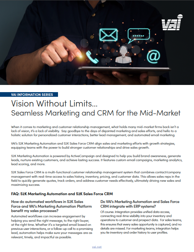 Vision Without Limits Seamless Marketing and CRM for the Mid-Market